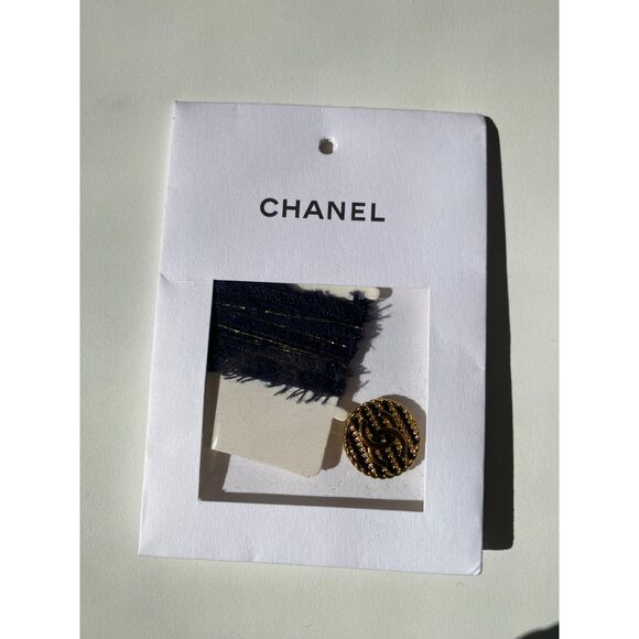 NWT Chanel Navy Button Black and Gold CC from 19C Skirt Extra Threads